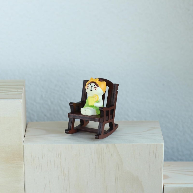 Mevodeata Cute Mini Cat Figurine with Rocking Chair - Resin Collectible Desk Decor, 1.5" Tiny Cat Statue for Home & Office - Gift for Cat Lovers - Image 5